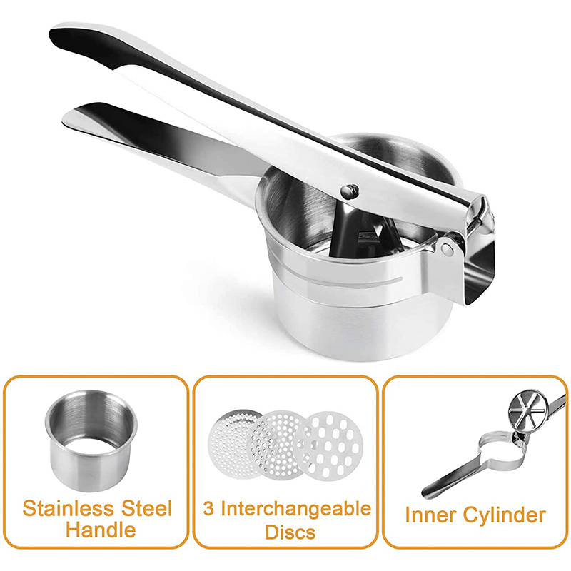 Kitchen Tools Stainless Steel 3 in 1 Fruit Lemon Squeezer Press Presser Mashed Potato Masher Ricer