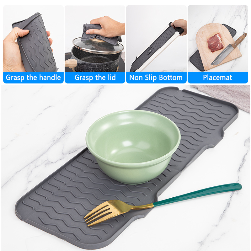 Kitchen Bathroom Faucet Water Catcher Absorbent Mat Drain Pad Sink Splash Guard Silicone Faucet Mat