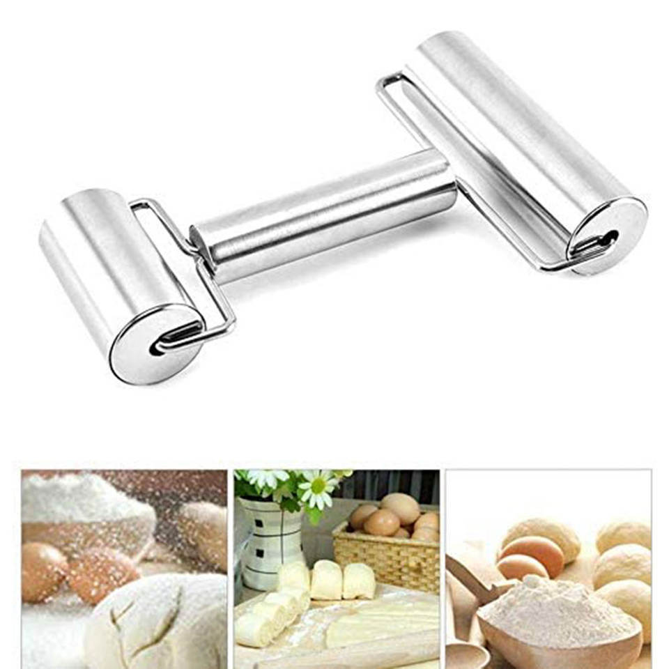 Baking Tool Custom Stainless Steel Manual Dough Roller Rolling Pin For Pizza Bread Pastry Bakery