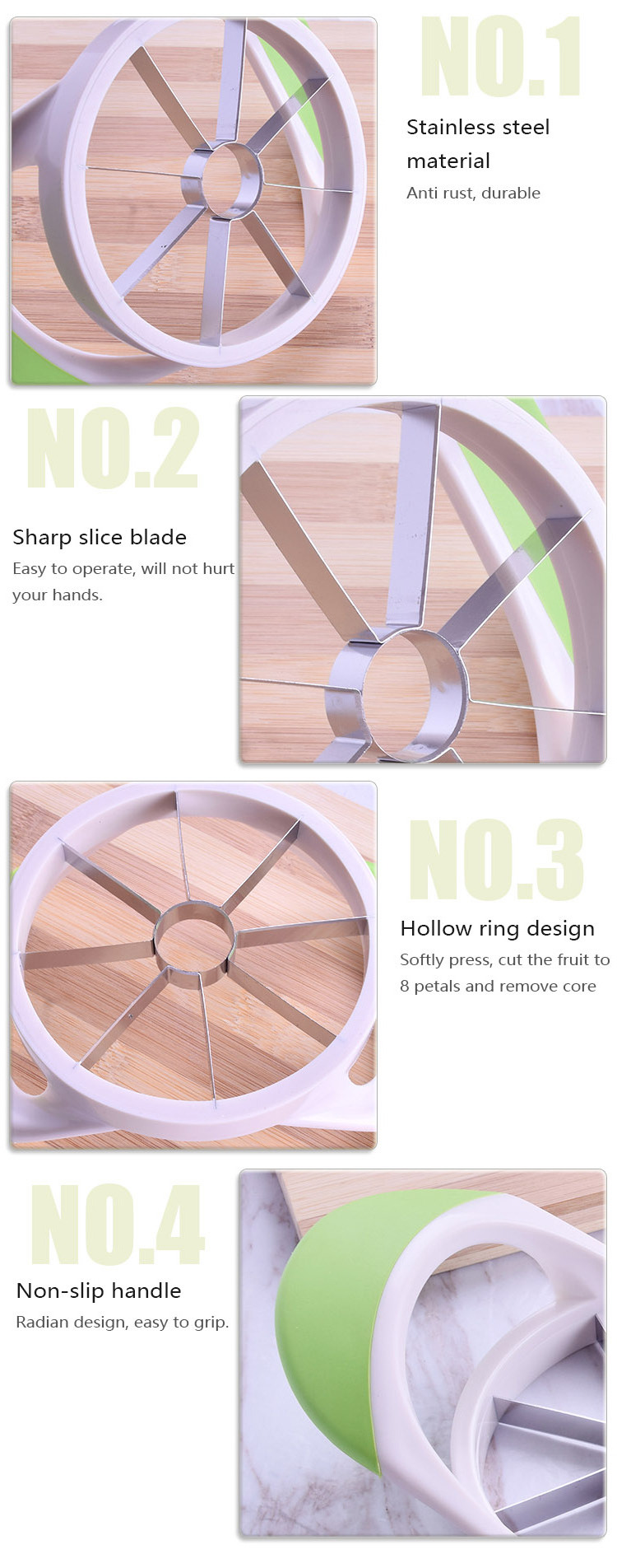 Hot Selling Kitchen Accessories Stainless Steel Blade Fruit Apple Cutter Corer Slicer