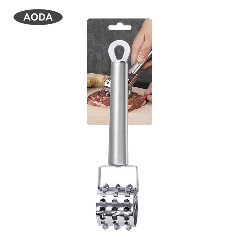 Professional Stainless Steel Manual Steak Mallet Roller Press Meat Tenderizer Hammer Pounder