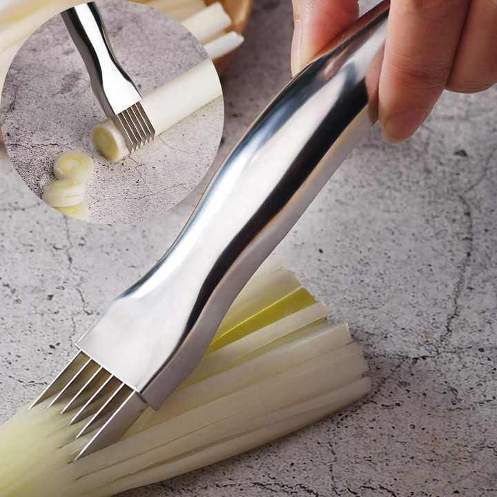 Stainless Steel Multifunction Hand Press Food Cutter Garlic Onion Scallion Slicer Vegetable  Cutter