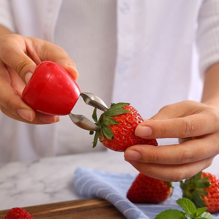 Kitchen Gadgets Red Small Fruit Tools Strawberry Tomato Carrot Leaf Stem Remover Corer Huller Separator