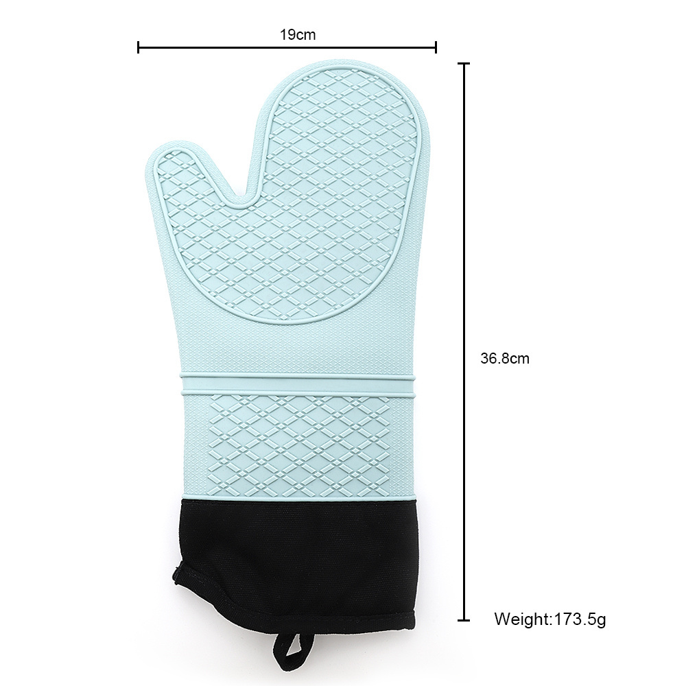 Custom Microwave Heat Resistant Double Cotton Bbq Silicone Oven Mitt Silicon Kitchen Gloves