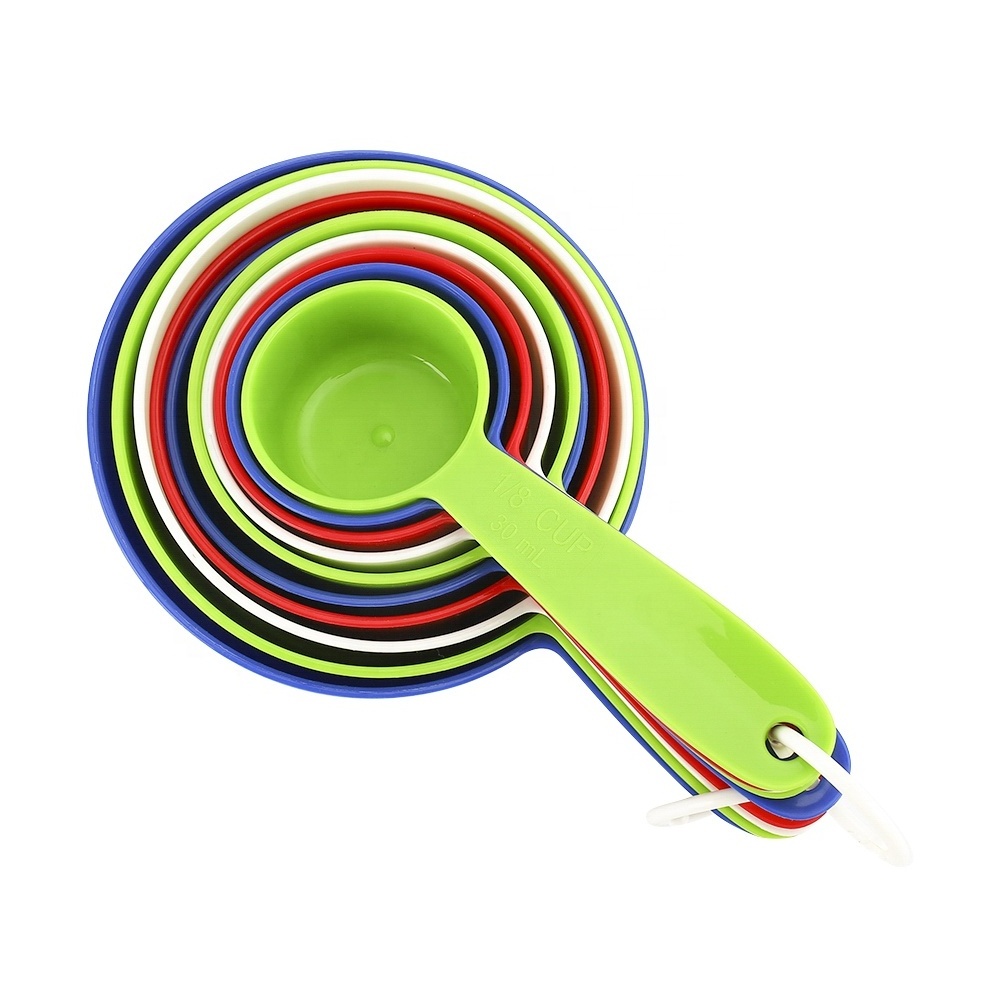 30ml 60ml 80ml 120ml 160ml 180ml colorful 6 pcs collapsible plastic measuring cups and spoons set