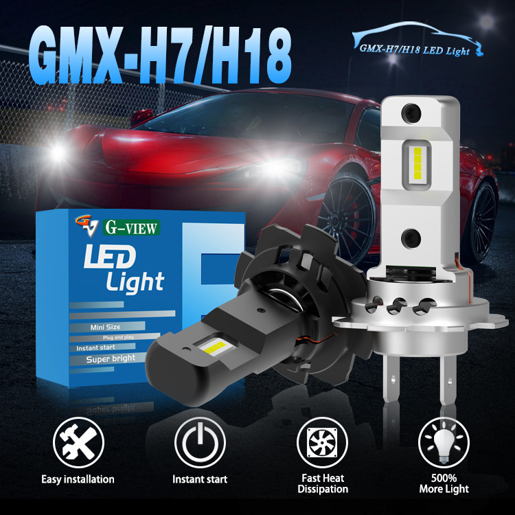 Gview GMX Mini Size LED Low Beam High Beam 10000LM Brighter 60W H7 led headlight bulbs