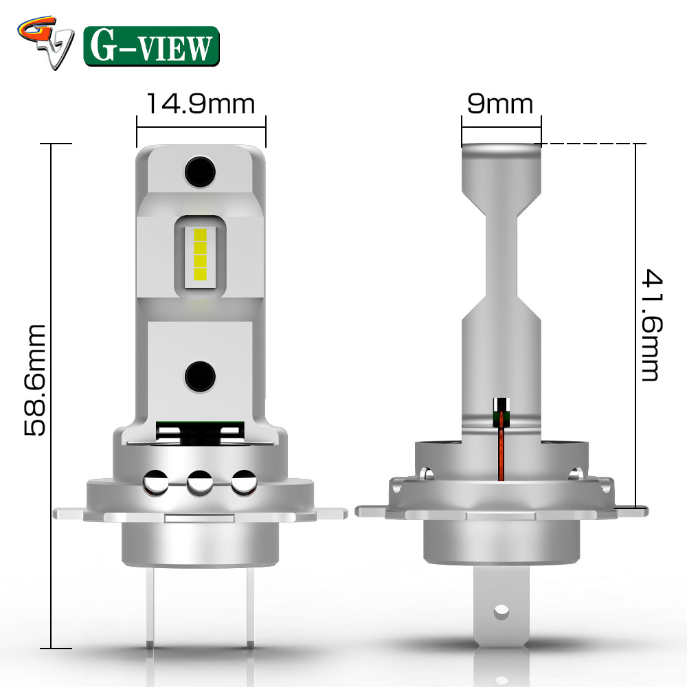 Gview GMX Mini Size LED Low Beam High Beam 10000LM Brighter 60W H7 led headlight bulbs