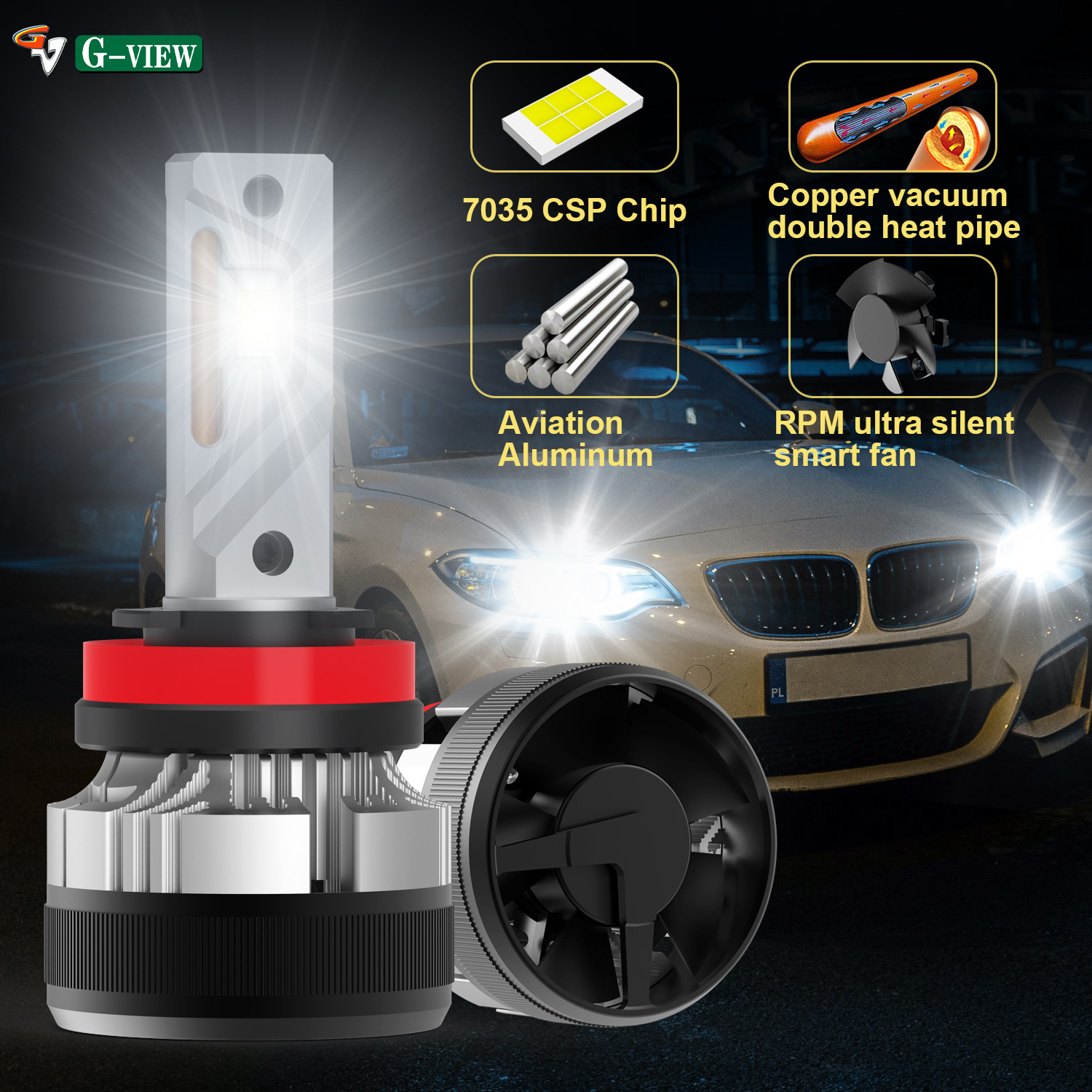 Gview G12W Led Auto Light H11 Led Headlight 9012 880 Led Headlight Canbus Led Headlight