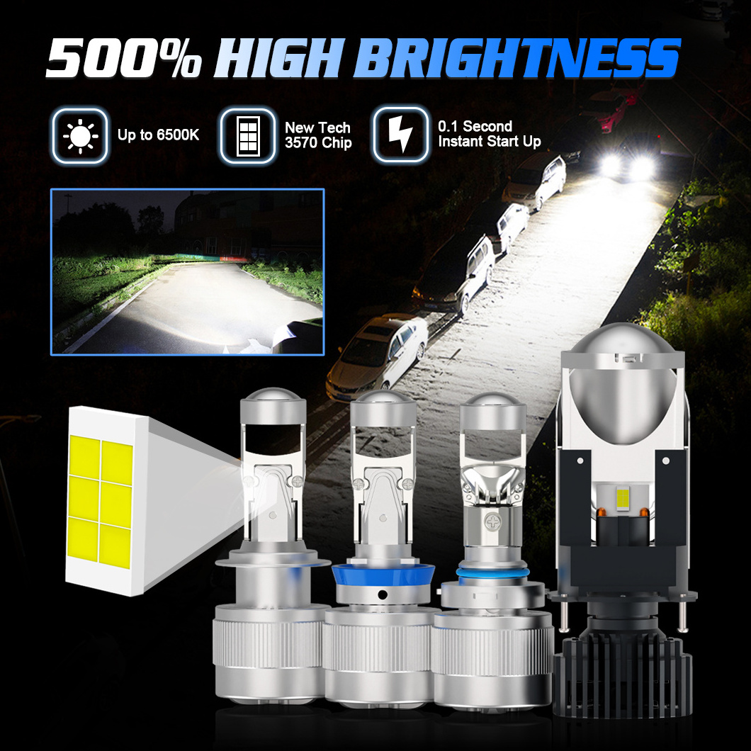 GVDER Projector LED Headlight Lens Mini H4 90w/Pair 10000LM Car Bi LED Lens Luces H4 LED Bulb Luces LED