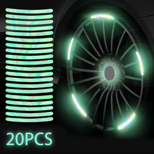 20pcs Car Wheel Hub Sticker High Reflective Stripe Tape for Motorcycle Car Night Driving Safety Luminous Universal Stickers