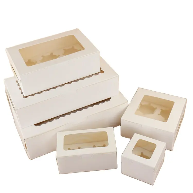 Deli Accept Custom Cake Box Handles Window Boxes Snack Card Box Paperboard Baked Food Packaging with Kraft Paper Cardboard Paper