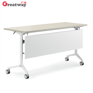 Metal Frame Folding Training Table with Removable Casters