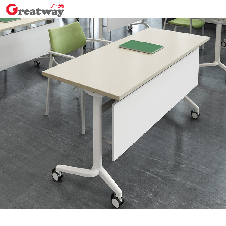 Metal Frame Folding Training Table with Removable Casters