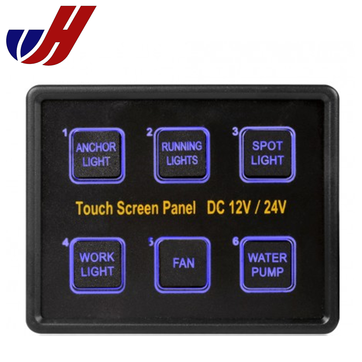 12VDC Waterproof 6 Gang Marine Touch Screen Switch Panel For Boat Car