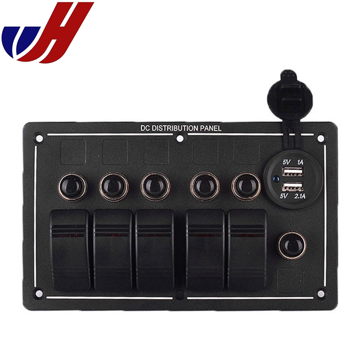 Switch Panel Marine 6 Gang 12-24V LED Light Waterproof Rocker Switch Panel Marine Boat Caravan