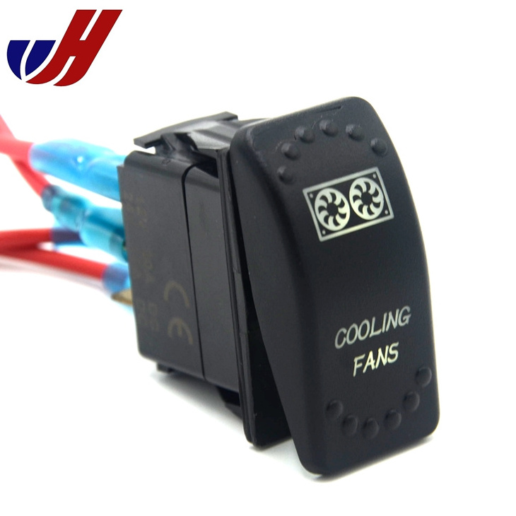 Wholesale Car COOLING FANS 5Pin Laser Backlit Blue Rocker Toggle Switch 20A 12V On/off Carling Style