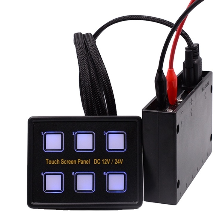 12VDC Waterproof 6 Gang Marine Touch Screen Switch Panel For Boat Car