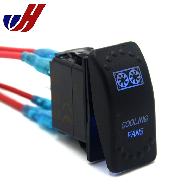 Wholesale Car COOLING FANS 5Pin Laser Backlit Blue Rocker Toggle Switch 20A 12V On/off Carling Style