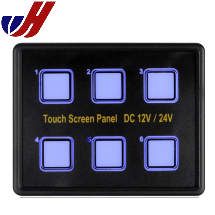 12VDC Waterproof 6 Gang Marine Touch Screen Switch Panel For Boat Car