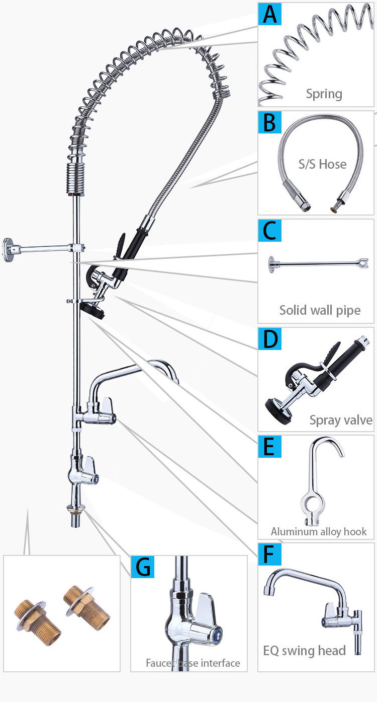 Stainless Upc Spray Head Deck Mount Pre rinse Sprayer Hotel Canteen Sink Single Swing Kitchen Faucet