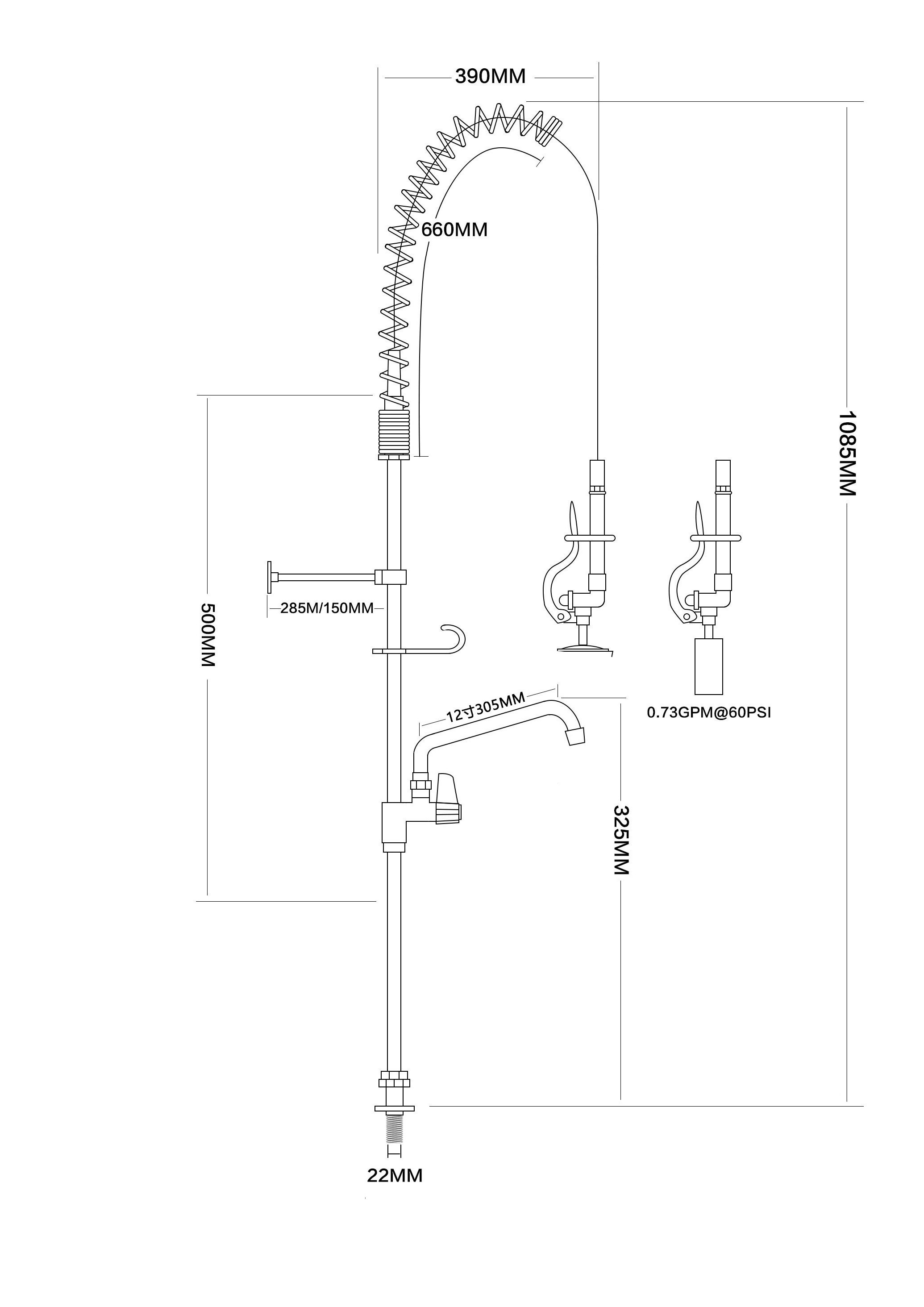 EQ Pre-Flush Commercial Hotel Kitchen Faucet Dishwasher Single Temperature Multifunction Faucet 1PCS MOQ, please contact us