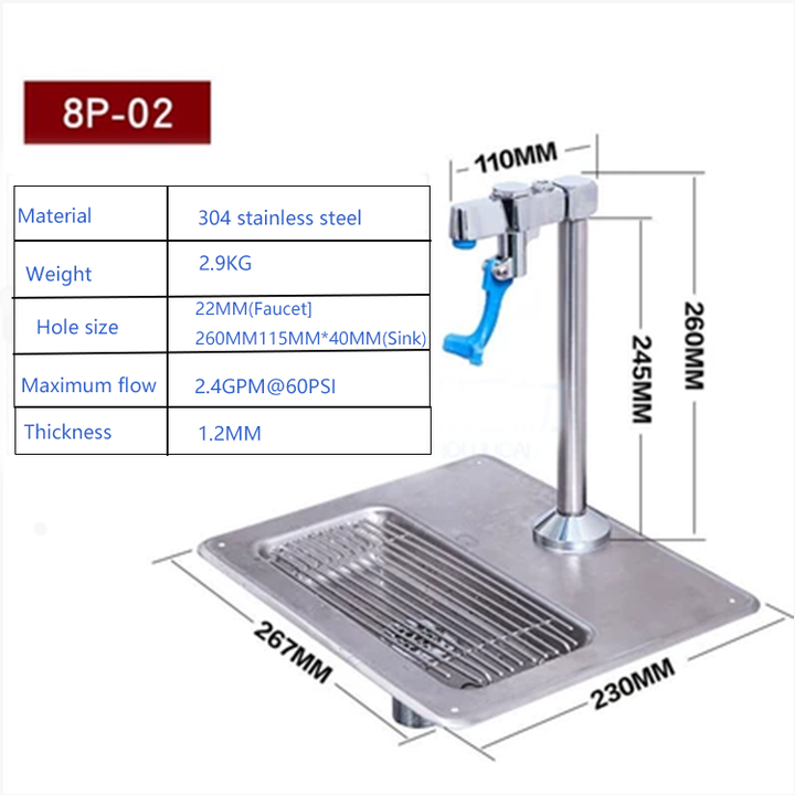 Commercial kitchen push-forward faucet with sink Glass Filler Faucet High Pedestal Push Back Handle Glass Filler combo