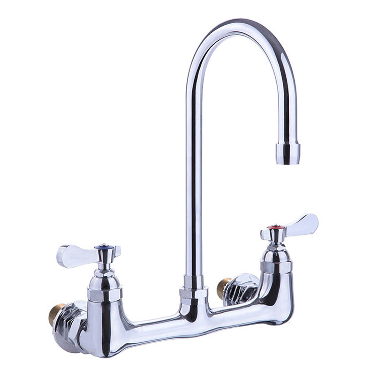 Guangzhou High Quality Faucet Double Handle Wall Mount Bathroom Kitchen Faucet