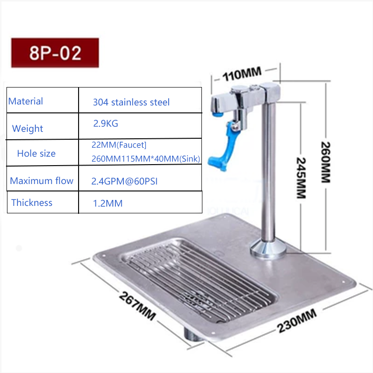 Commercial bar counter with faucet sink combination drip tray stainless steel plug-in grid Coffee shop counter push cup faucet