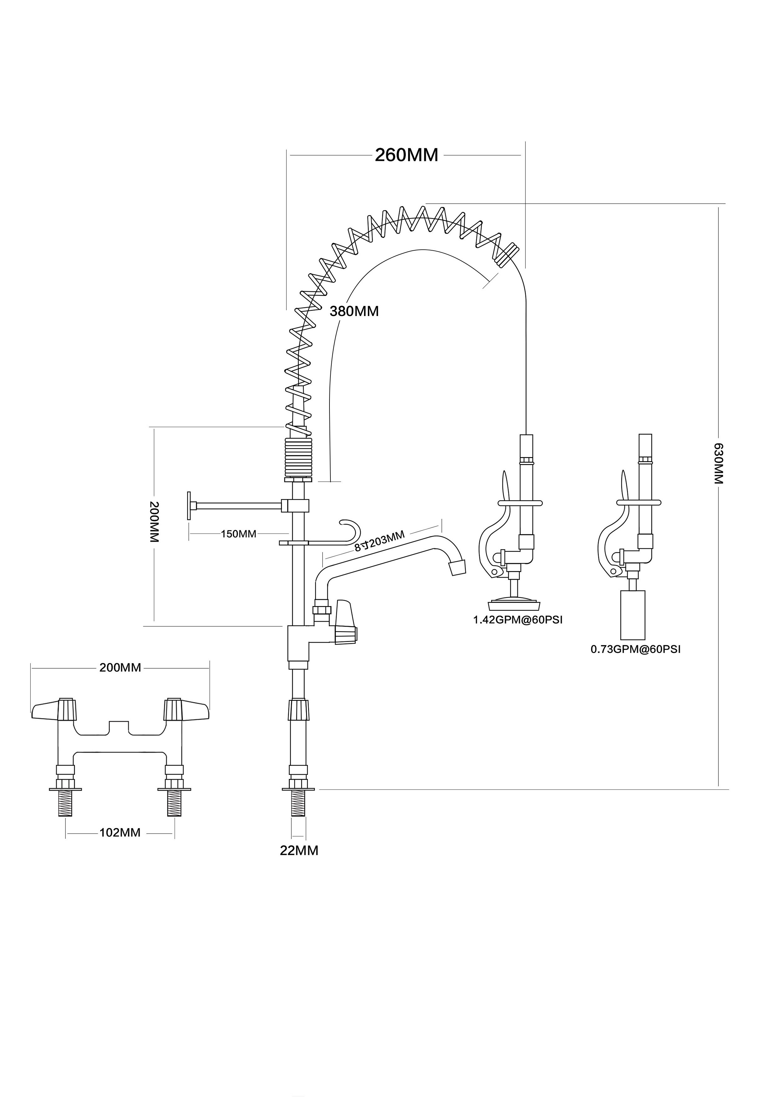 Commercial hotel kitchen spring pull down sprayer heavy duty mixer tap sink water saving flexible pull out silver faucet kitchen