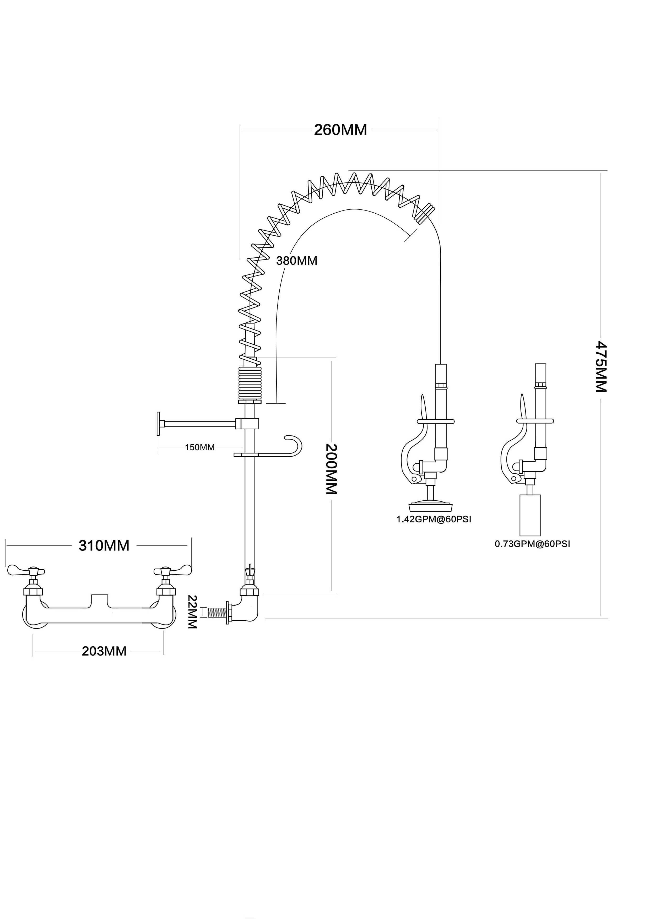 Healthy Material Kitchen Faucet Wall Mount Stainless Steel 304 Mini Commercial Pre Rinse Faucet From China