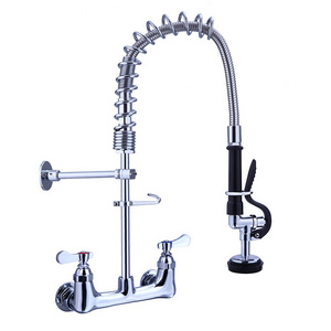 Wall Mounted  Faucet 304 Stainless Steel Kitchen Mini  Pre Rinse Faucet With  Spray Valve Holder And Overhead Spring