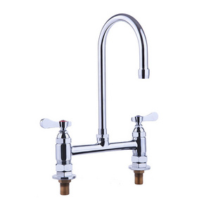 8 " Two Hole Pantry Faucet Brass Cartridge Deck Mount Faucet With 6"Swivel Gooseneck Commercial Kitchen