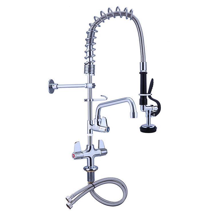 Commercial Heavy Duty Spring Pre Rinse Sprayer High Arc Kitchen Sink Faucet