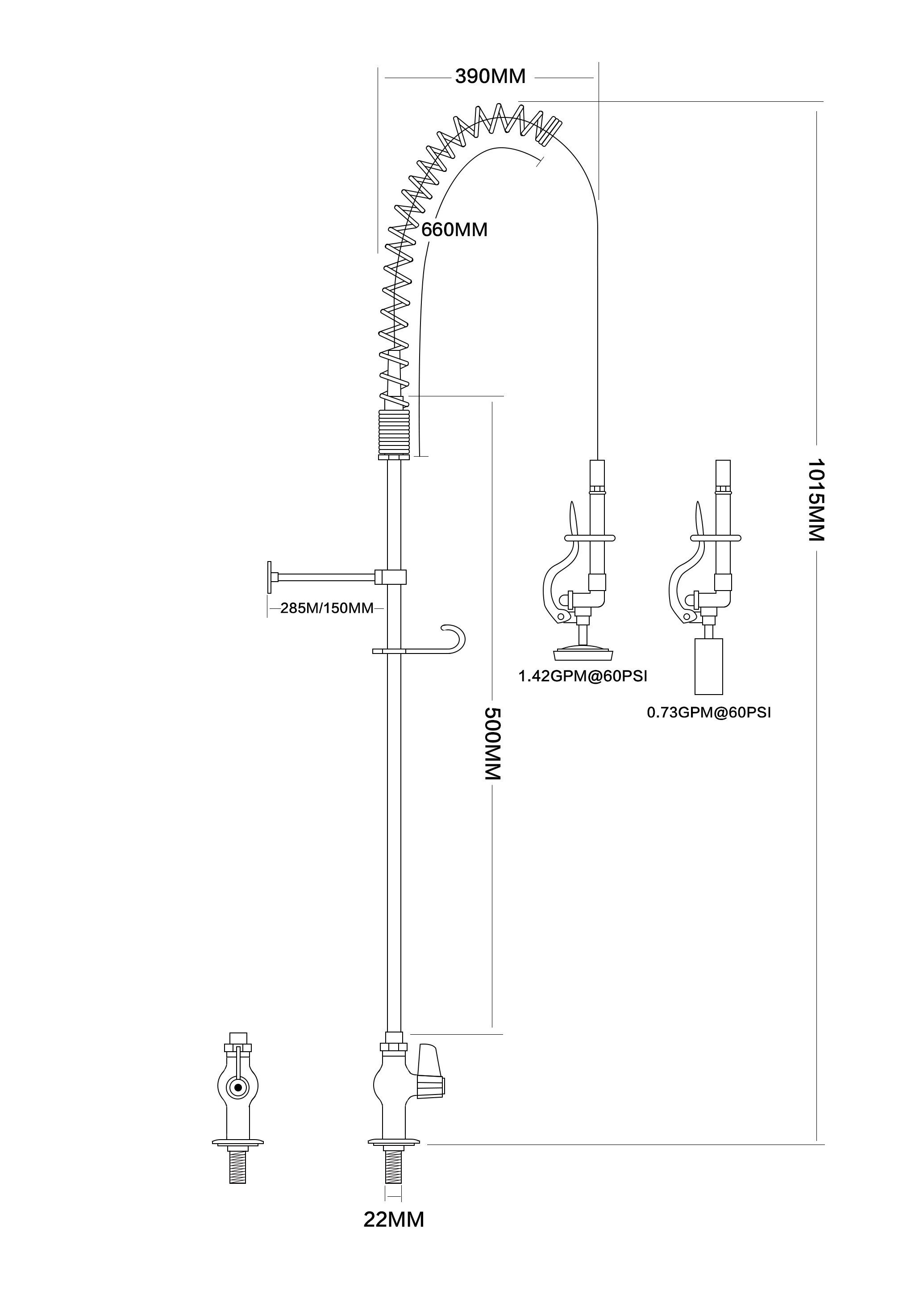 Tall Kitchen Deck Mounted Sink Faucet And Heavy Duty Pre Rinse Sprayer