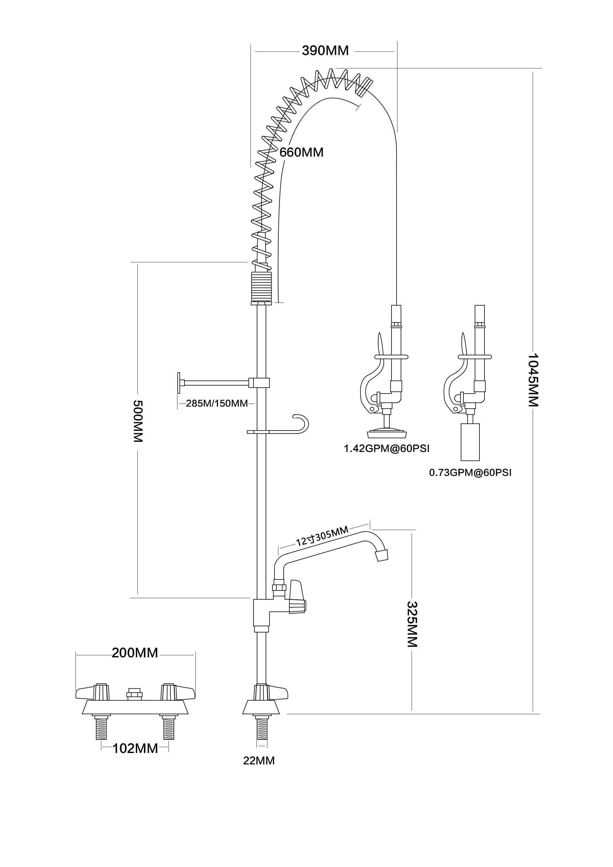 Kitchen Faucet with Pre-Rinse Pull out Sprayer Commercial  Kitchen Sink Faucet Brass pre rinse units