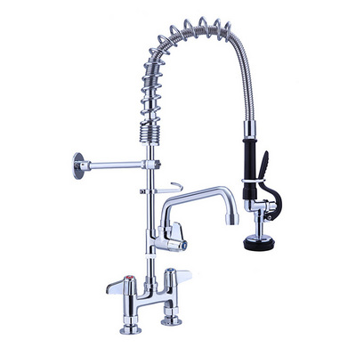 Commercial hotel kitchen spring pull down sprayer heavy duty mixer tap sink water saving flexible pull out silver faucet kitchen