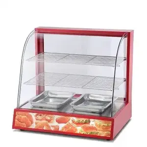 High Quality Restaurant Counter Top Curve Glass Electric Food Display Warmer Commercial Warming Showcase Display