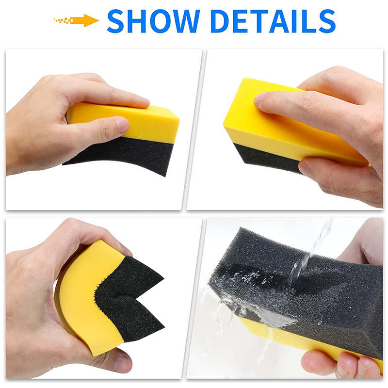 Custom Logo Tire Waxing Sponge Pad Car Tire Shine Handle Tire Dressing Applicator Sponge