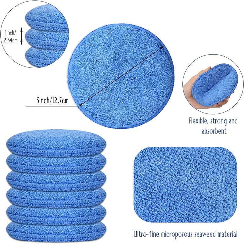 Soft Microfiber Foam Sponge Car Polishing Pad Wax Applicator Pad Tube Glass Car Cleaner Sponge Window Scraper 12.5*8*6cm Warwolf