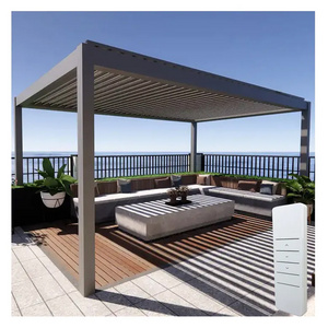 Outdoor Motorized Louvred Roof Patio cover Garden Sun shade waterproof System Louvered aluminum bioclimatic pergola