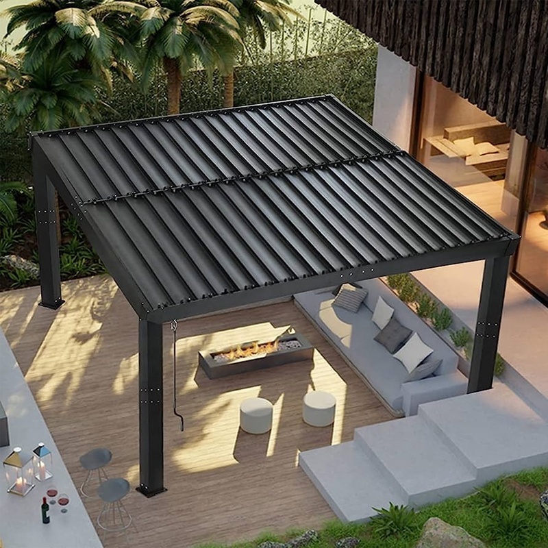 Outdoor Sun shade Factory Supplying Modern New Design Aluminium Gazebos Pergola with led light custom aluminium pergola