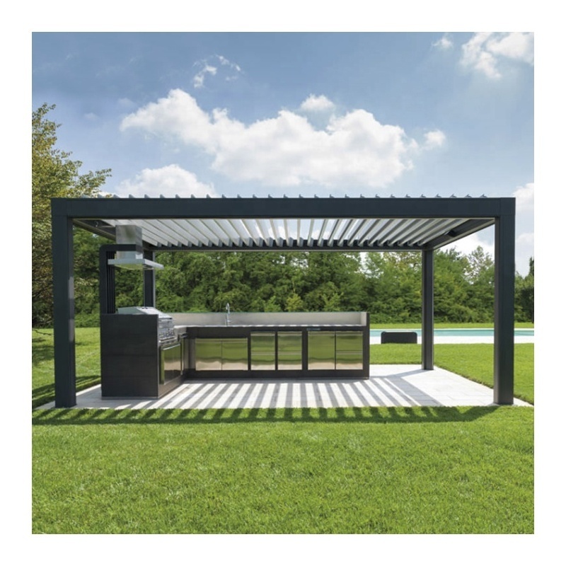 Outdoor Sun shade Factory Supplying Modern New Design Aluminium Gazebos Pergola with led light custom aluminium pergola