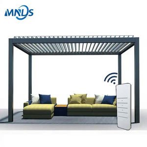 Modern Waterproof manual pergola 3x3m outdoor Motorized electric alaminum louvered bioclimatique pergola gazebo with Led Light