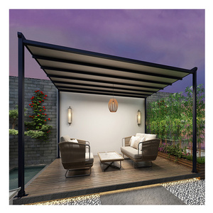 Electric Smart Retractable Outdoor Folding Roof Sun shade Motorized Awning Cover Waterproof Louvre Roof Gazebo