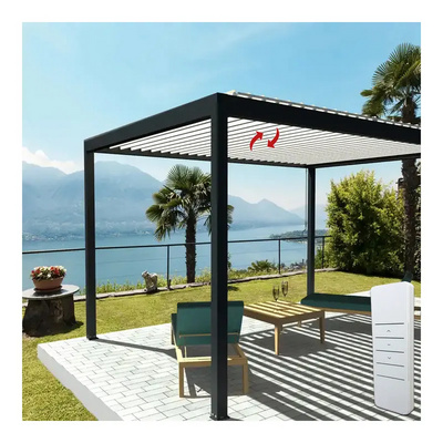 Outdoor Deck Garden Patio Motorized Adjustable Waterproof Louvered Roof shade Gazebo aluminum Bioclimatic pergola