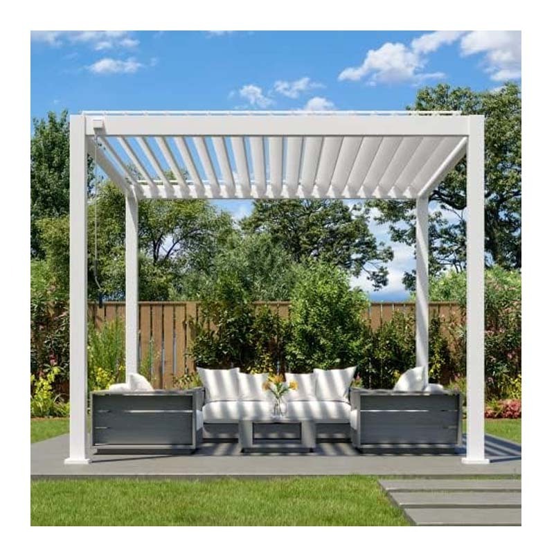 Outdoor motorized waterproof garden patio gazebo pergola metal louver folding roof pergola side blinds