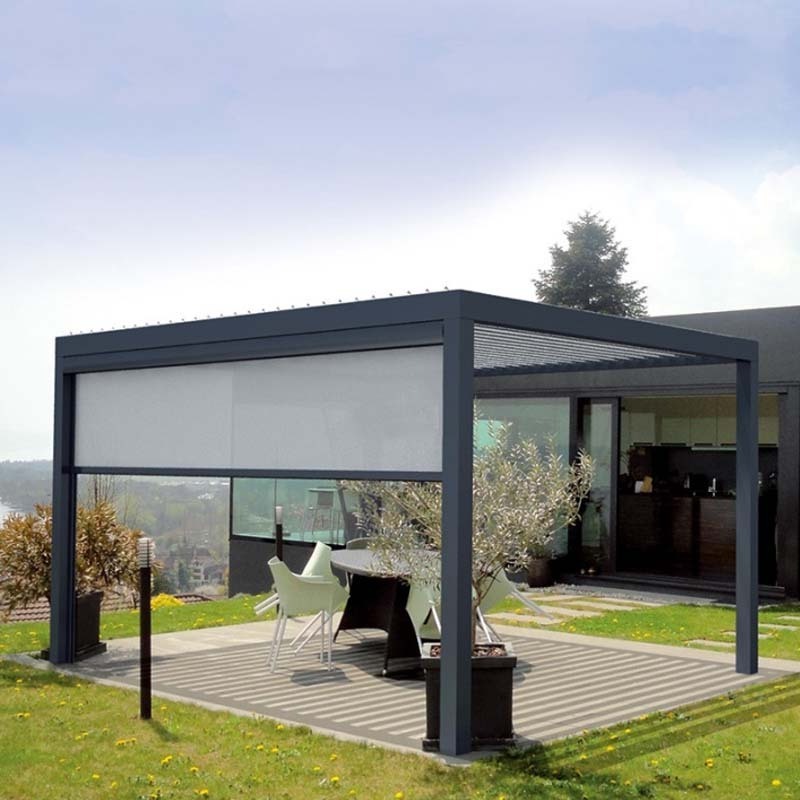 3*4M 5x5 m Motorized Outdoor Waterproof pergola gazebo retractable aluminium louvered roof pergola gazebo