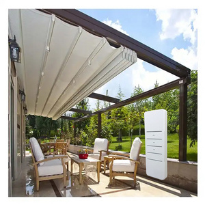 Outdoor Electric Smart Automatic Aluminum Retractable Canopy Roof LED Bioclimatic Systems Pergola Folding Awning Canopy