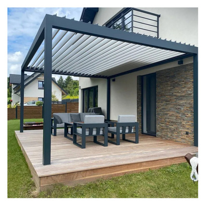 Custom motorized outdoor metal shade pergola side screen electric aluminum Bioclimat louvered roof pergola gazebo