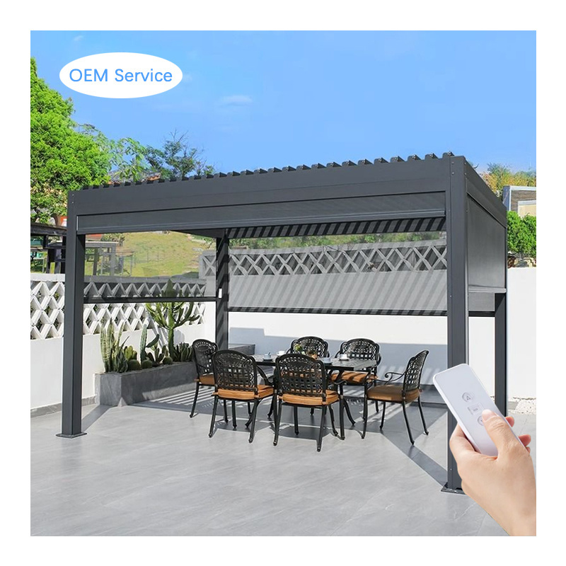 Modern Outdoor Modern waterproof Aluminum Gazebo Pergola Motorized Adjustable Louvers gazebos pergolas